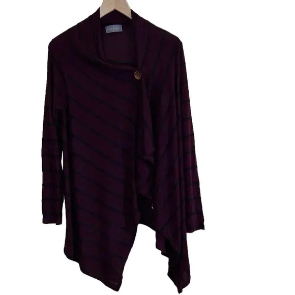 Cherish Women’s Purple Striped Wrap Sweater Medium - Picture 1 of 10